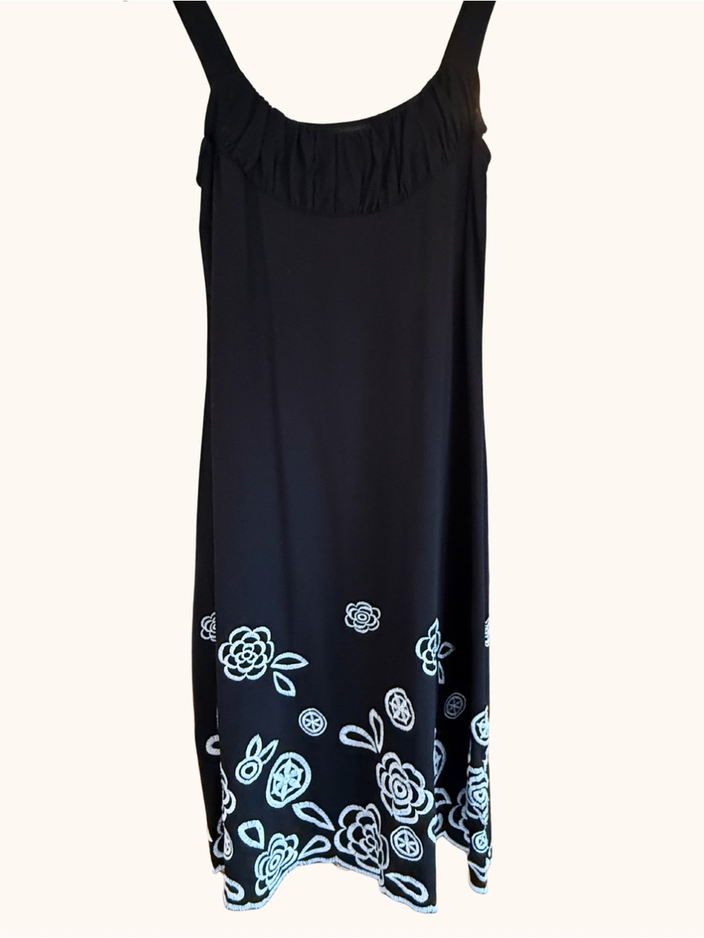 INC Black Embroidered Floral Midi Dress Size M